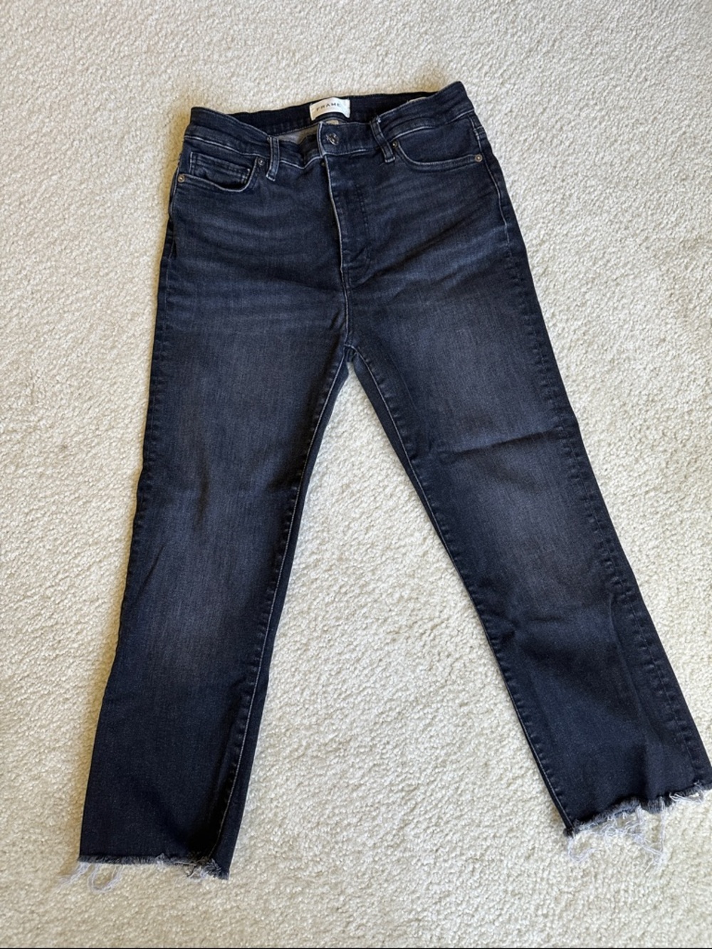 Frame Denim Black Cropped Ankle Jeans